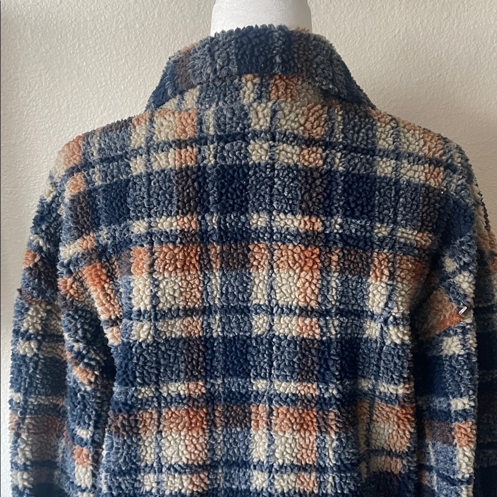 J.O.A. Plaid Sherpa Teddy Jacket | Cozy Faux Fur Lined Shacket | Size S - Picture 7 of 9